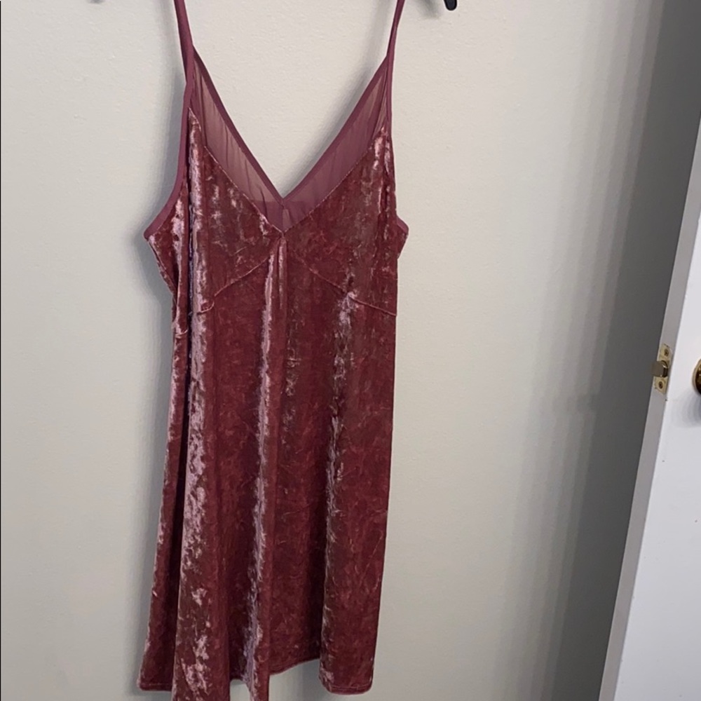 Pink crushed velvet dress